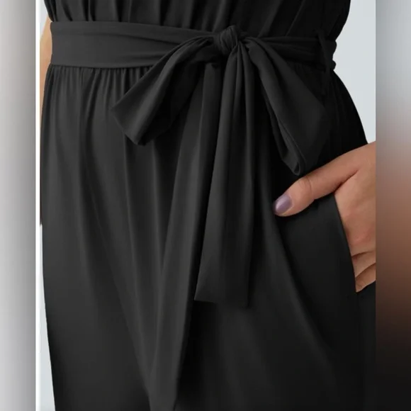 Sleeveless Tie Back Belted Pocket Cut Out Cool Touch Jumpsuit-UPF50+ NWT - Picture 4 of 5